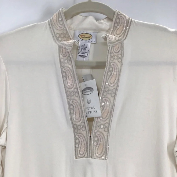 Talbots Women’s Petites Sequin Trim Party Long Sleeve Blouse/TOP NWT Size S - Picture 3 of 8